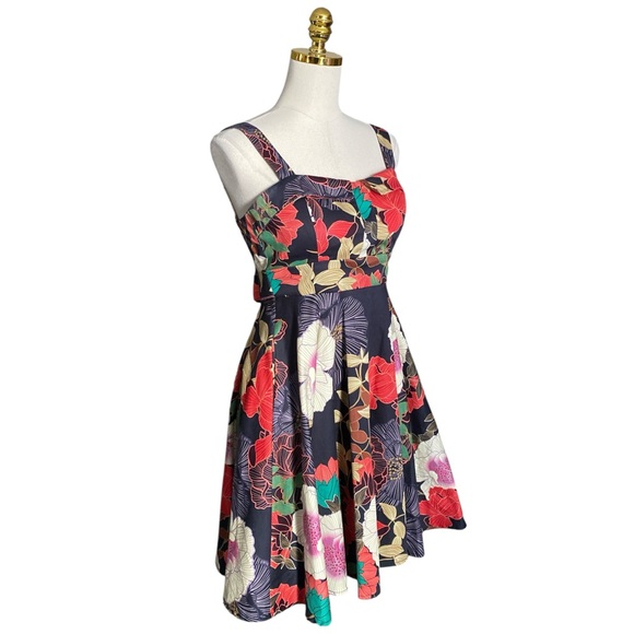 Eva Rose Vtg Floral Sleeveless Fold-Over 1950s Retro Style Swing Dress Medium - Picture 2 of 8